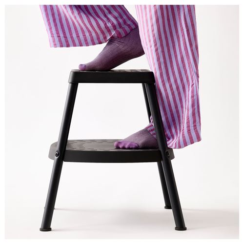 IKEA - HADDARP, basamaklı tabure, siyah-gri