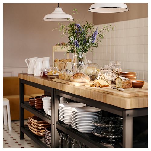 IKEA - VADHOLMA, kitchen island, black/oak, 126x79x90 cm
