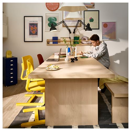 IKEA - BERGSHYTTAN, yemek masası, hafif boyalı efekt huş kaplama, 240x93 cm