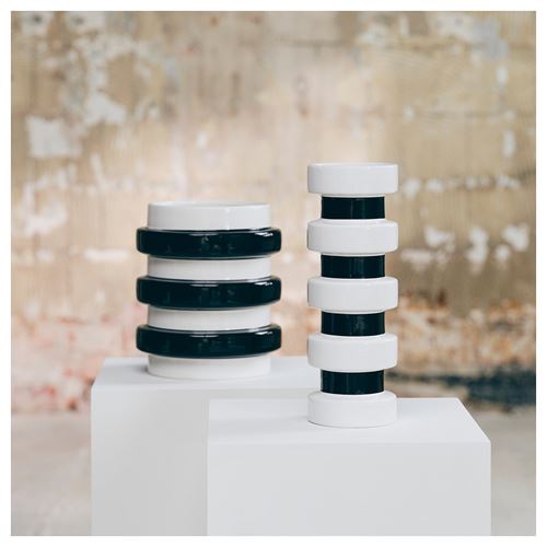 IKEA - KONSTRUNDA, vase, black-white, 29 cm
