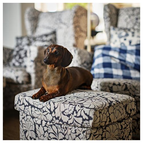 IKEA - STRANDMON, stool cover, ribersborg dark grey-beige