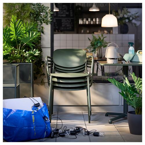 IKEA - VISINGSÖ, kolçaklı sandalye, parlak koyu yeşil