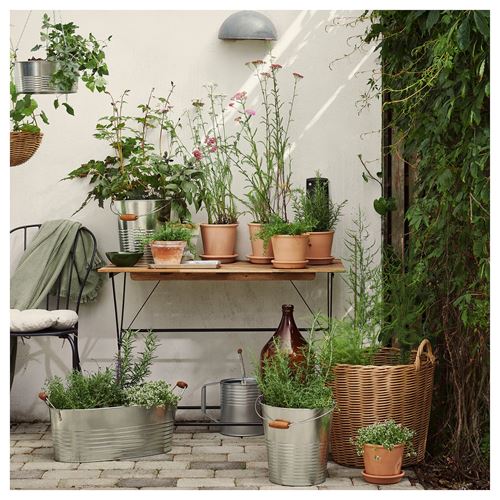 IKEA - KORKGRAN, çelik saksı, galvanizli, 27x58 cm