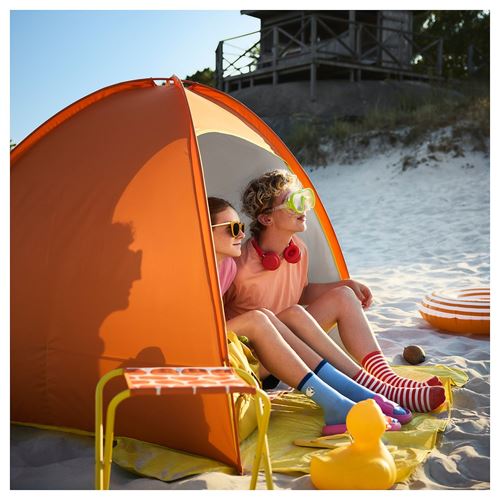 IKEA - STRANDÖN, pop-up sun/wind shelter, bright orange-bright yellow