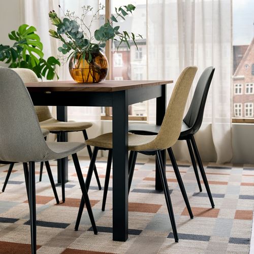 IKEA - NORDMANSSKAR, upholstered chair, black-Letafors yellow-beige
