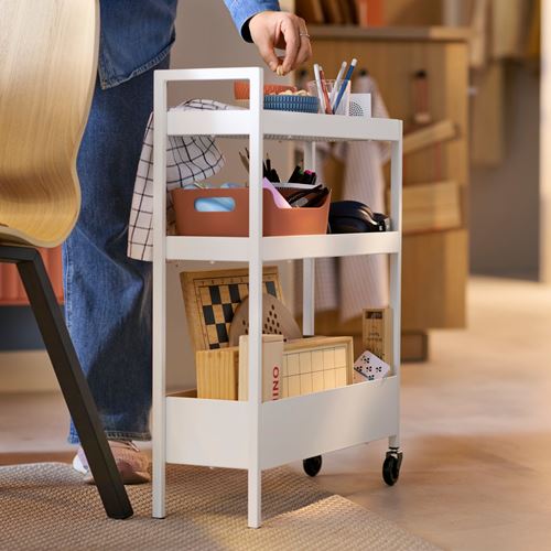 IKEA - NISSAFORS, trolley, white, 50,5x19x67 cm