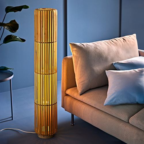 IKEA - VARPTROSS, floor lamp, bamboo, 118 cm