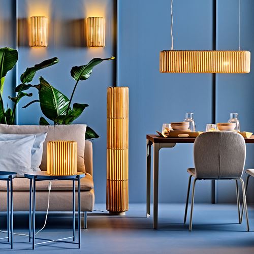 IKEA - VARPTROSS, floor lamp, bamboo, 118 cm