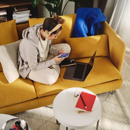 IKEA - SÖDERHAMN, 4'lü yataklı köşe kanepe, kelinge koyu sarı