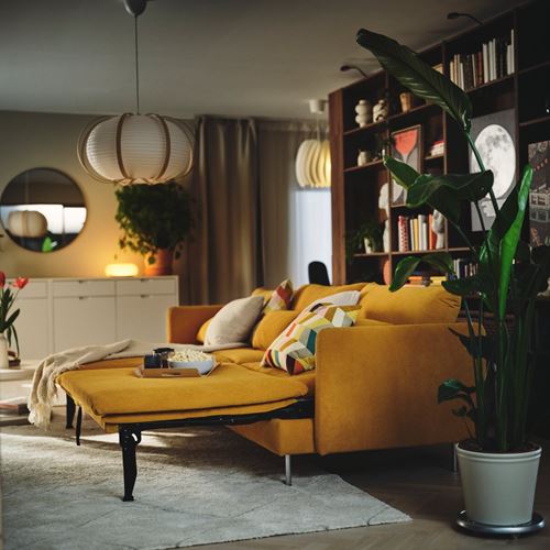 IKEA - SÖDERHAMN, 4'lü yataklı köşe kanepe, kelinge koyu sarı