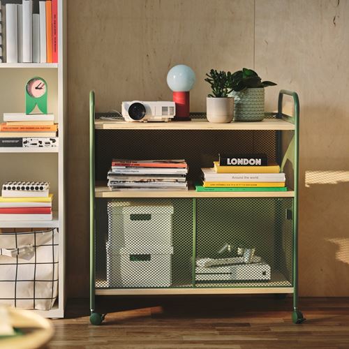IKEA - NALMAKARE, serving tables with wheels, dark green-metal, 79x44x88 cm