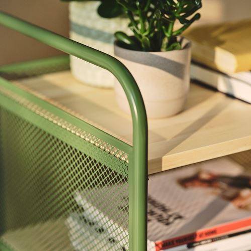 IKEA - NALMAKARE, serving tables with wheels, dark green-metal, 79x44x88 cm