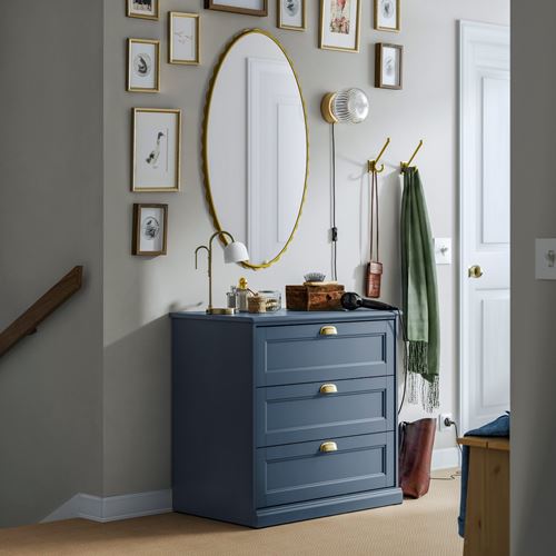 IKEA - FAGELFJALLET, chest of 3 drawers, dark grey-blue, 82x51x78 cm