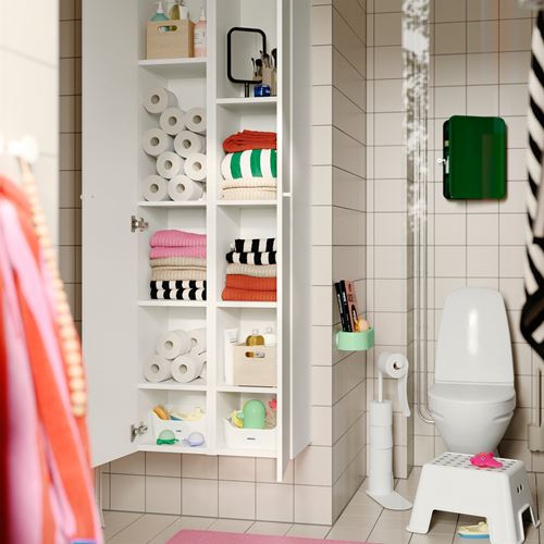 IKEA - ENHET, bahtroom high cabinet, white, 30x32x180 cm