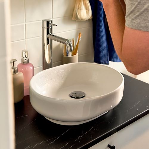 IKEA - VINDELALVEN/RANNILEN, wash-basin with water trap, white, 39x31 cm