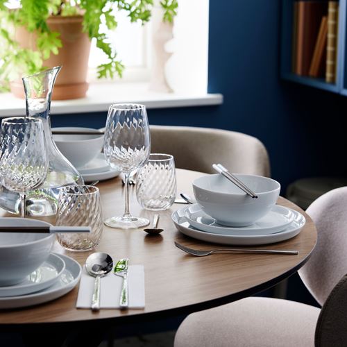 IKEA - NORRMJÖLE, yuvarlak yemek masası, meşe görünümlü-siyah, 105 cm