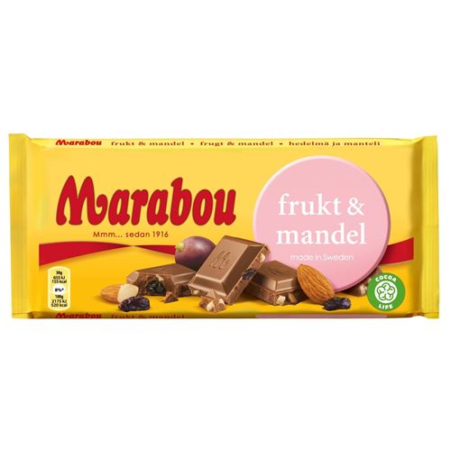 IKEA - MARABOU, kuru üzümlü ve bademli sütlü çikolata, 200 gr
