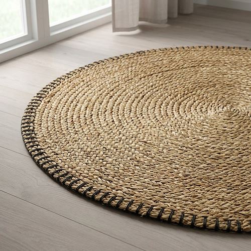 IKEA - KYSING, handwoven jute rug, seagrass-black, 74 cm